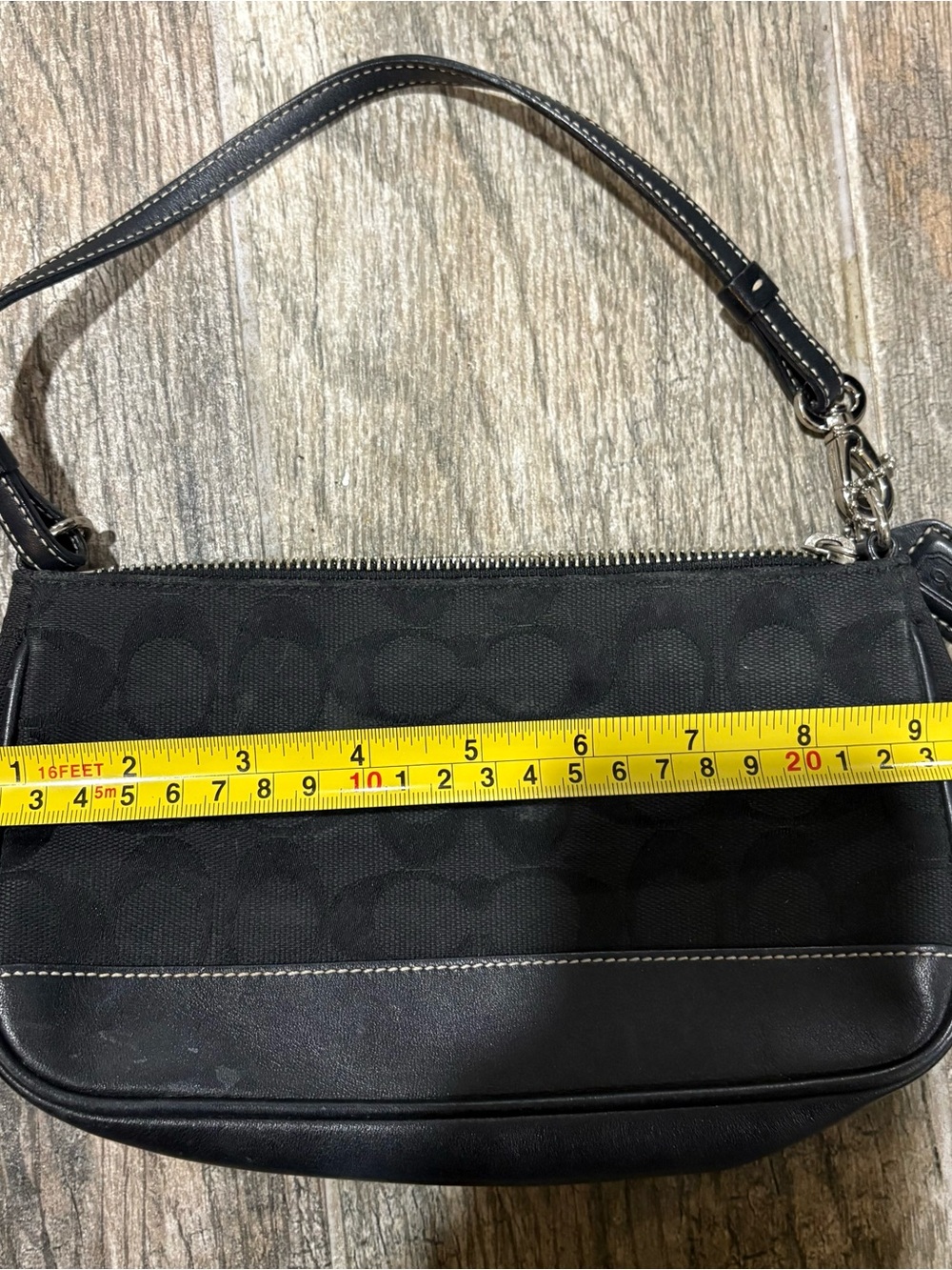 Vtg Coach 6094 Black Signature Canvas Demi Mini Bag Purse Leather Y2K Jacquard - Picture 10 of 11